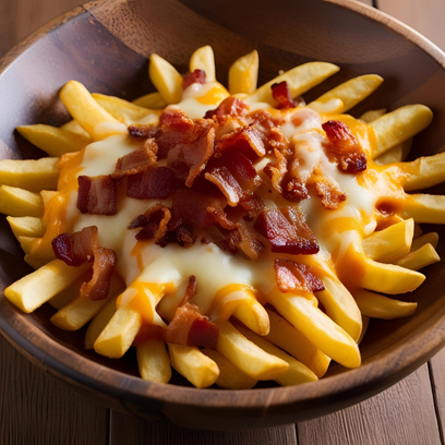 Fritas com queijo e bacon 400gr